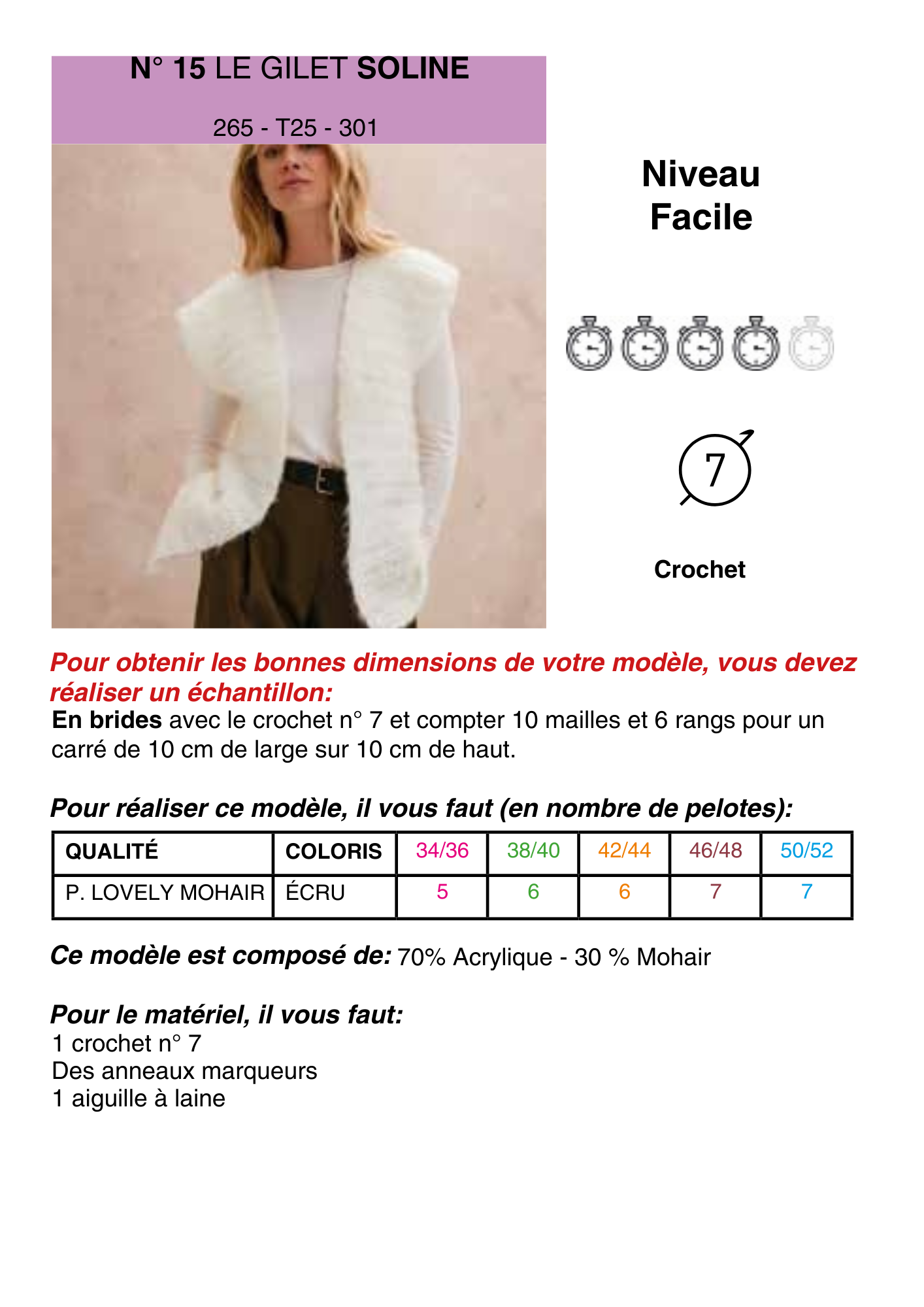 Patron Veste Soline