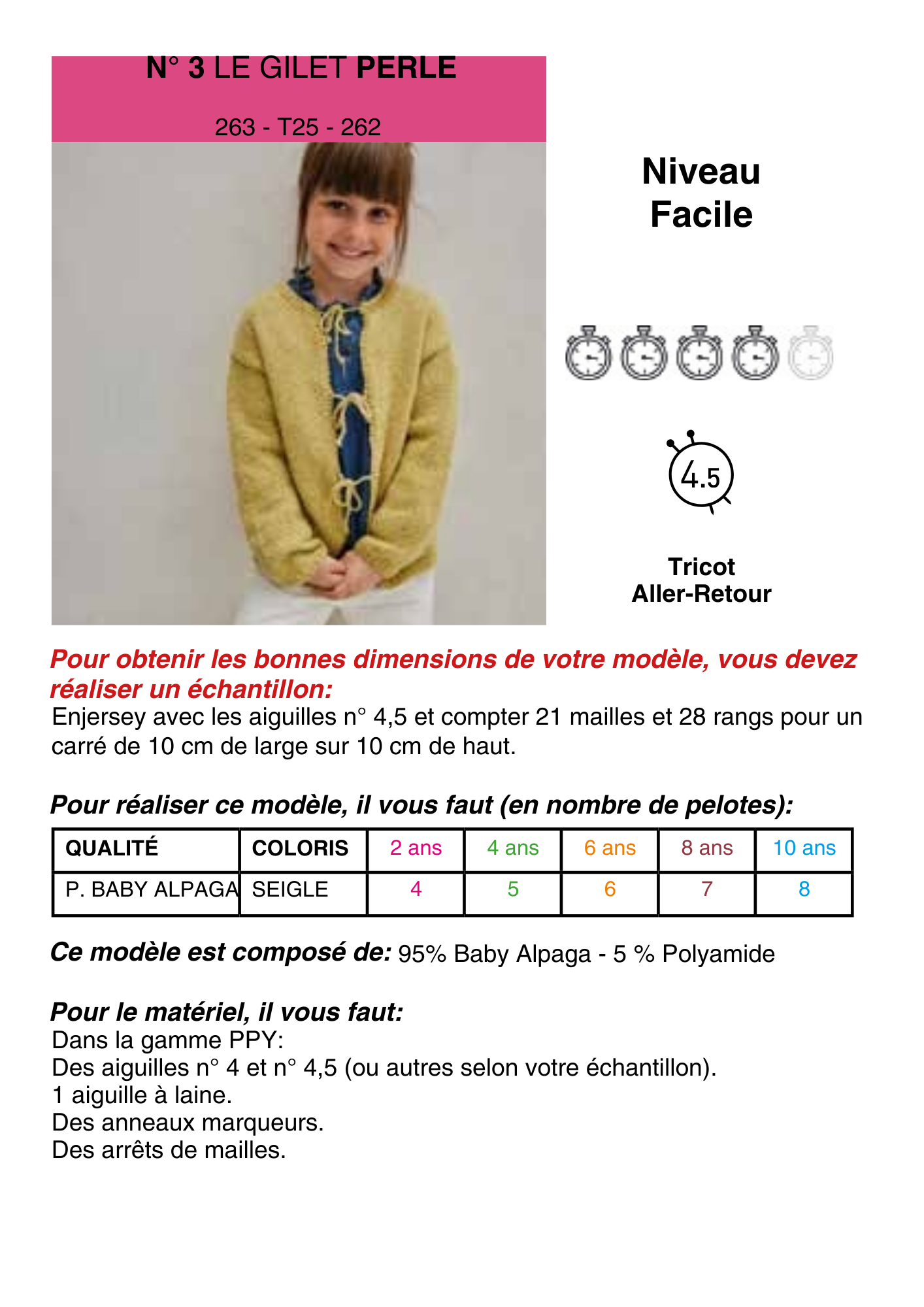Patron Gilet Perle