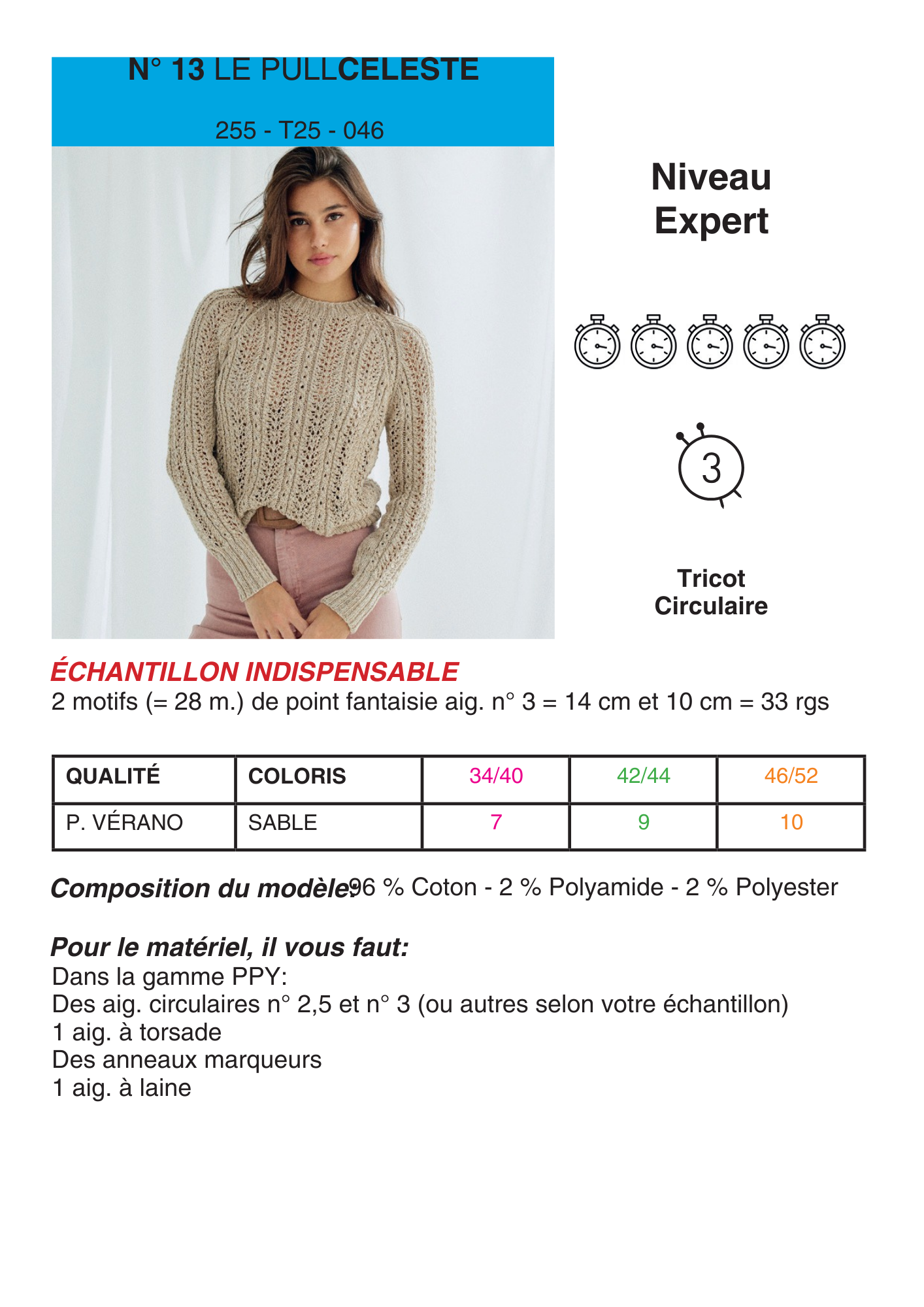 Patron Pull Céleste