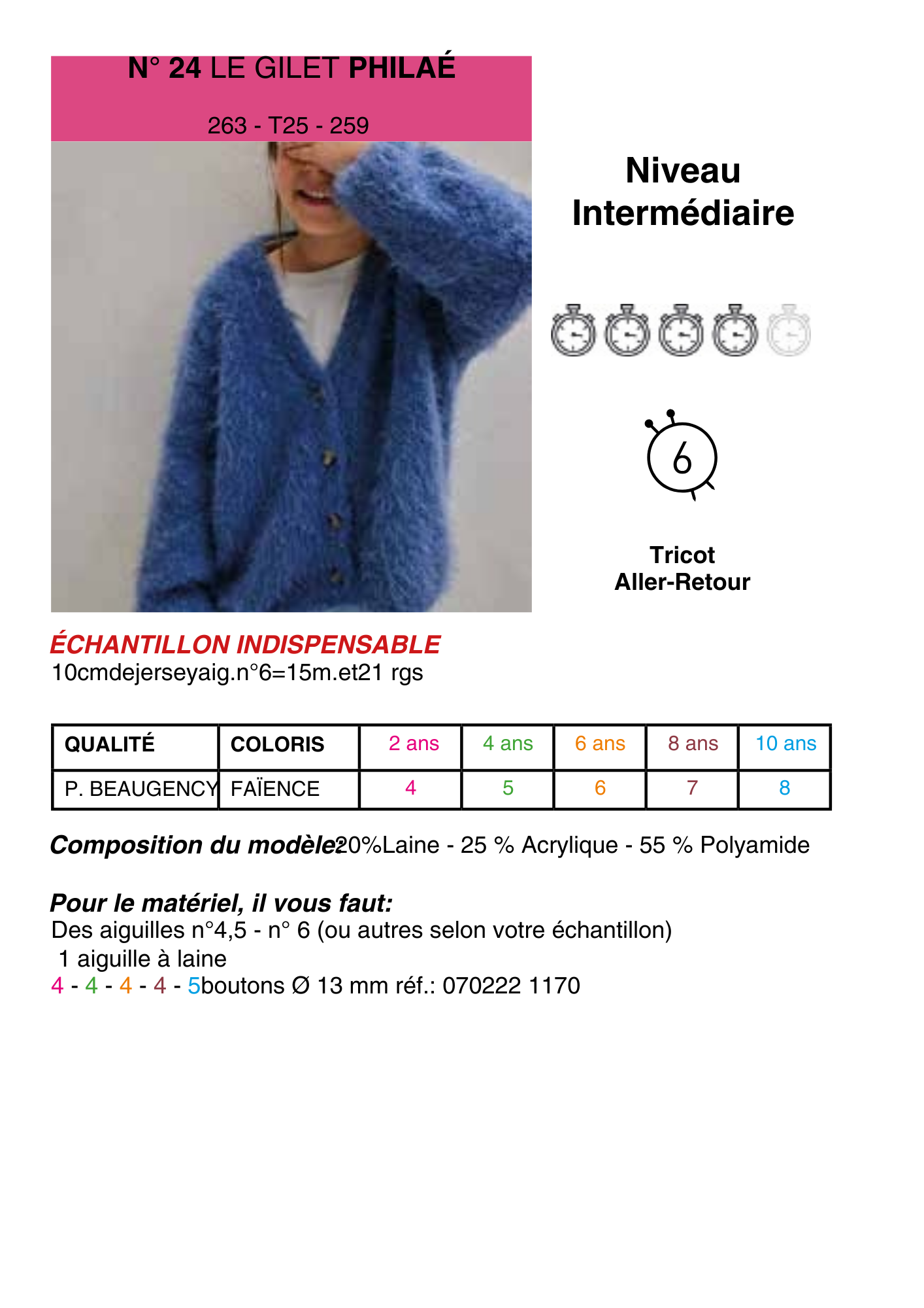 Patron Gilet Philaé