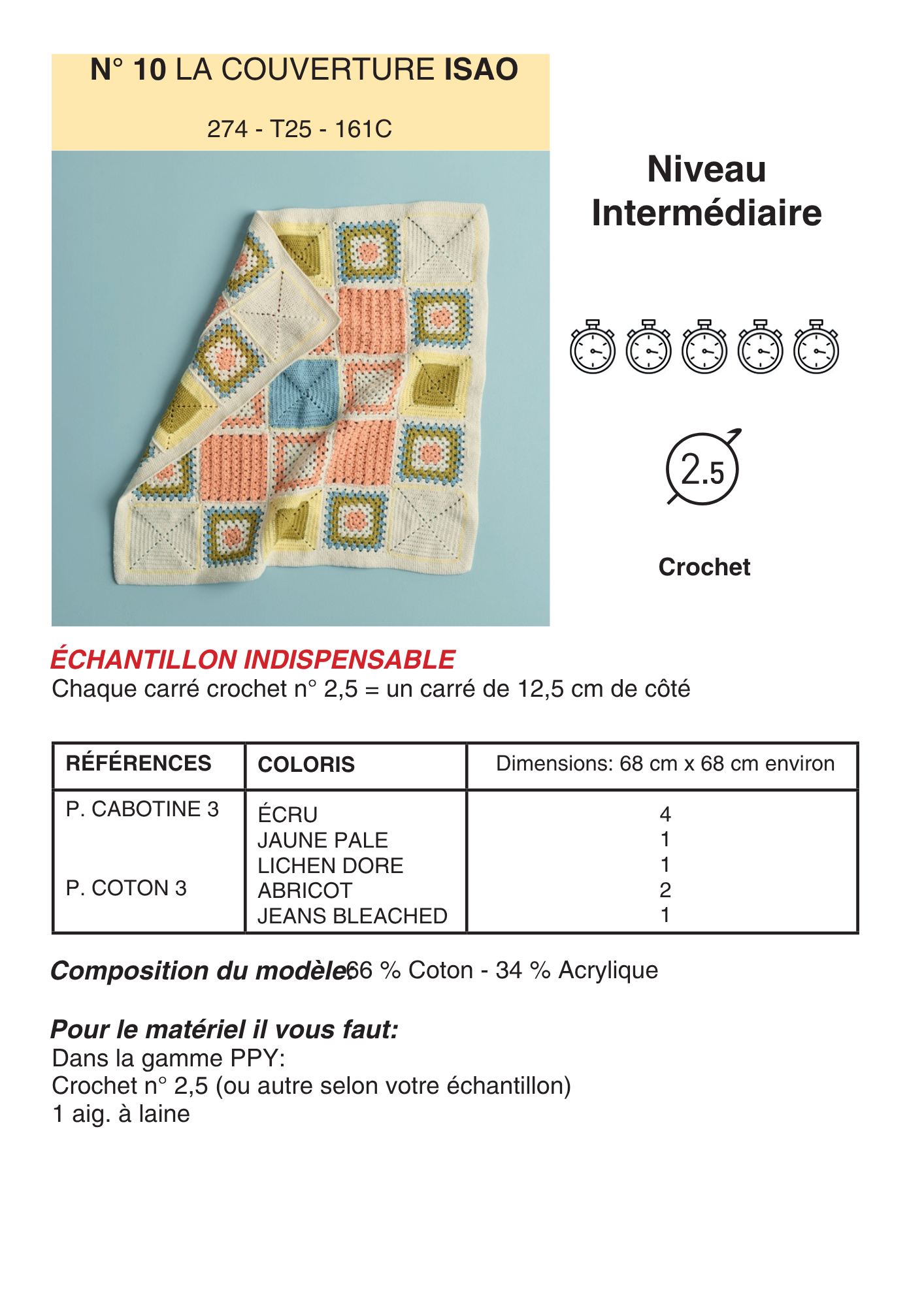Patron Couverture Isao