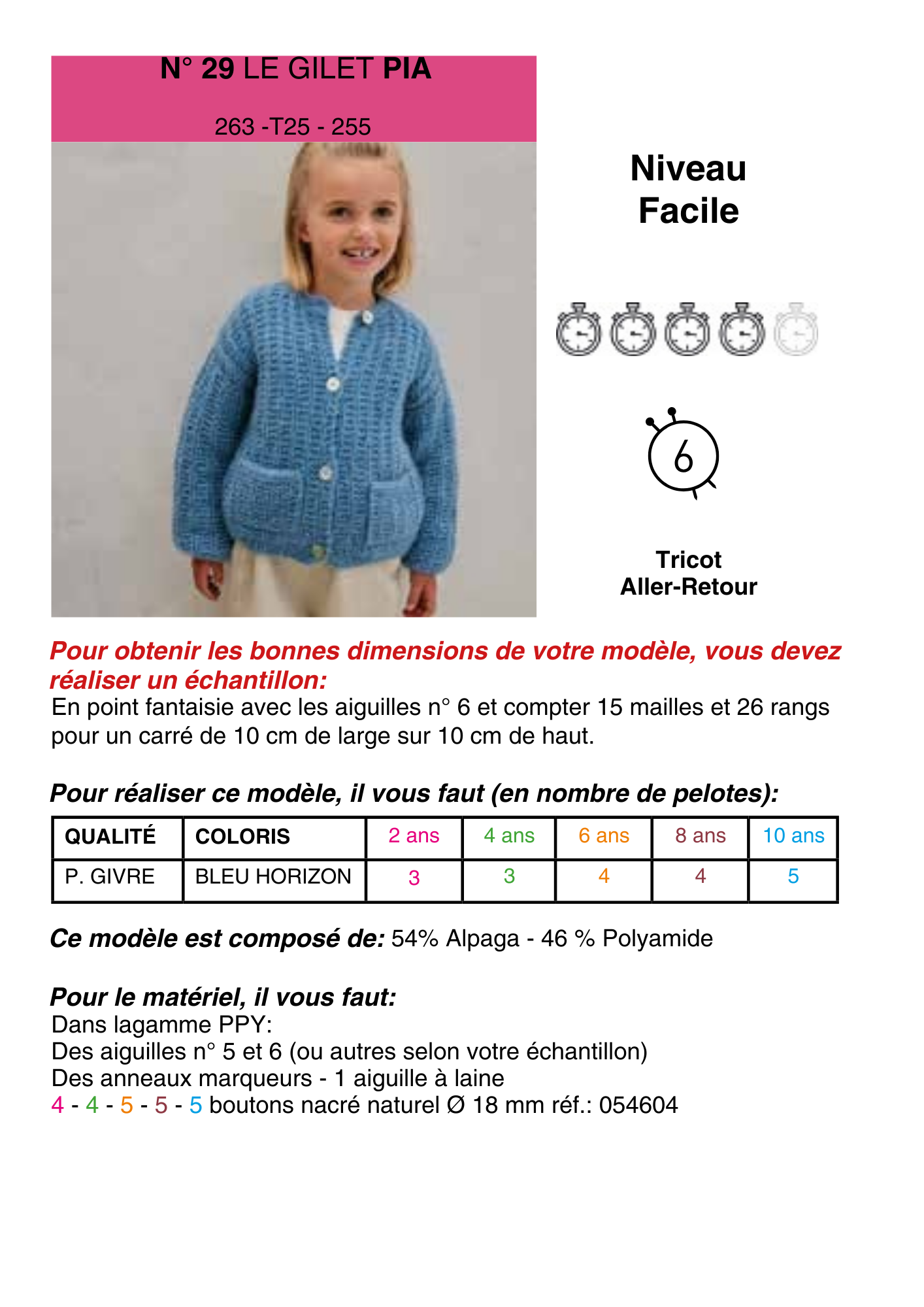 Patron Gilet Pia