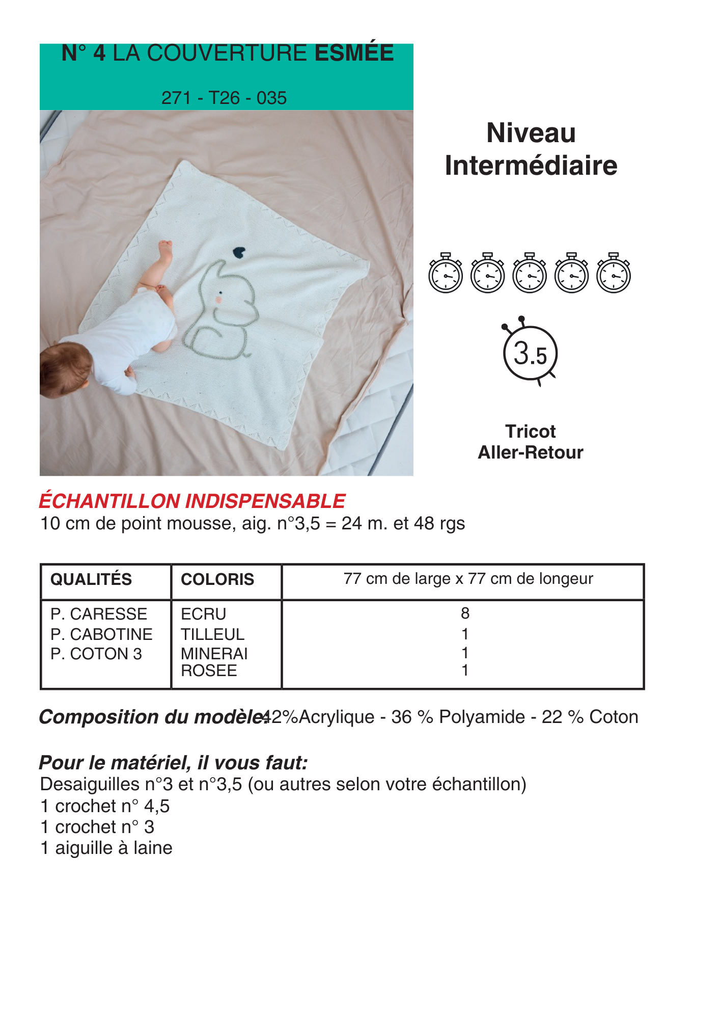 Patron couverture Esmée