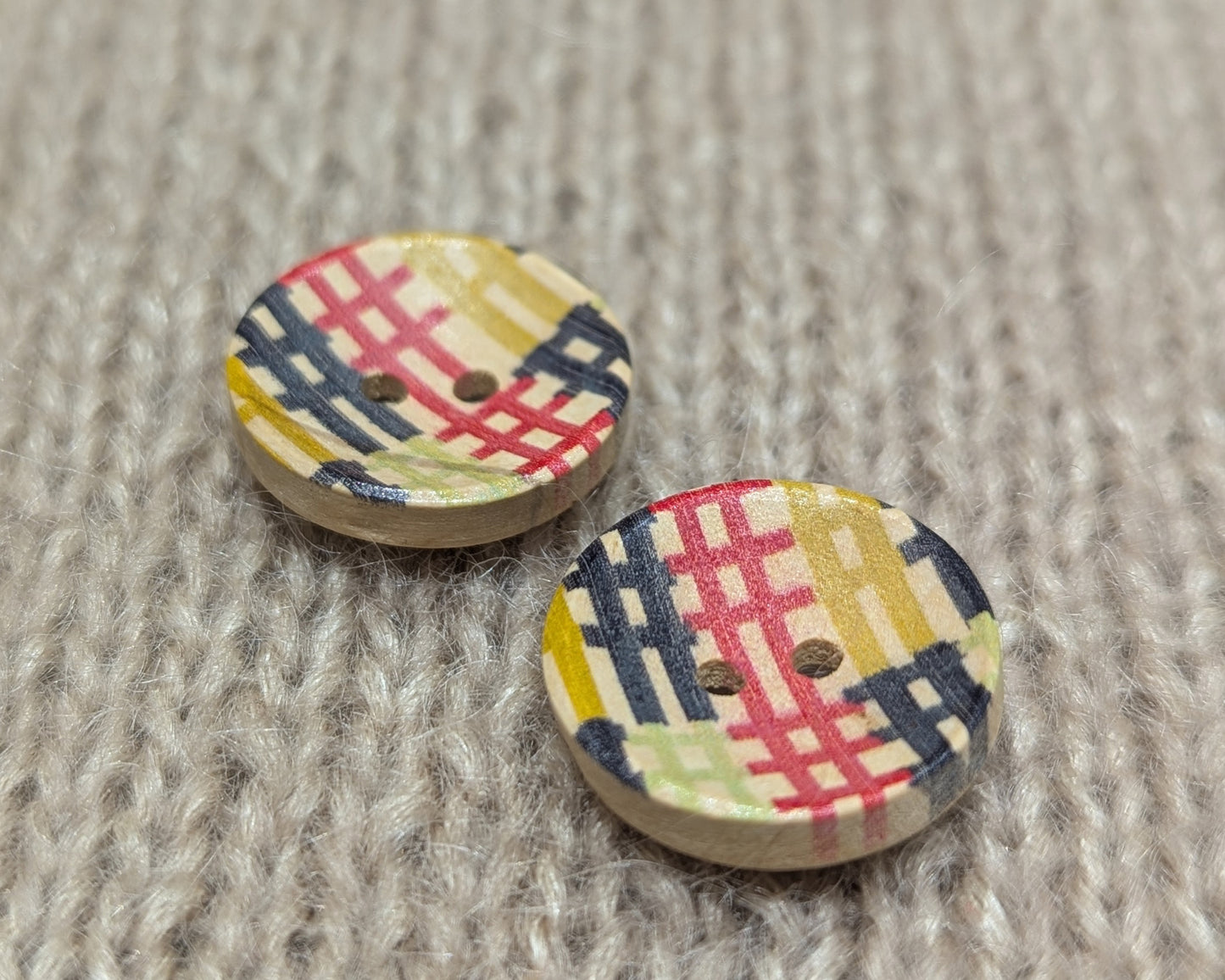 Bouton en bois avec motif abstrait  (20mm)