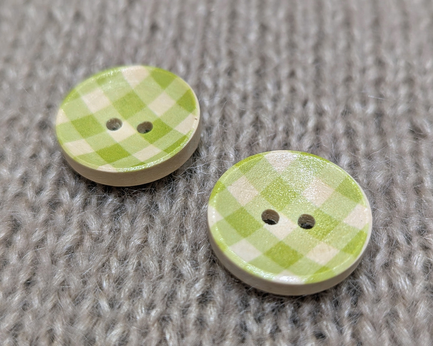 Bouton de bois carreaux Vichy (20mm)