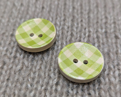 Bouton de bois carreaux Vichy (20mm)
